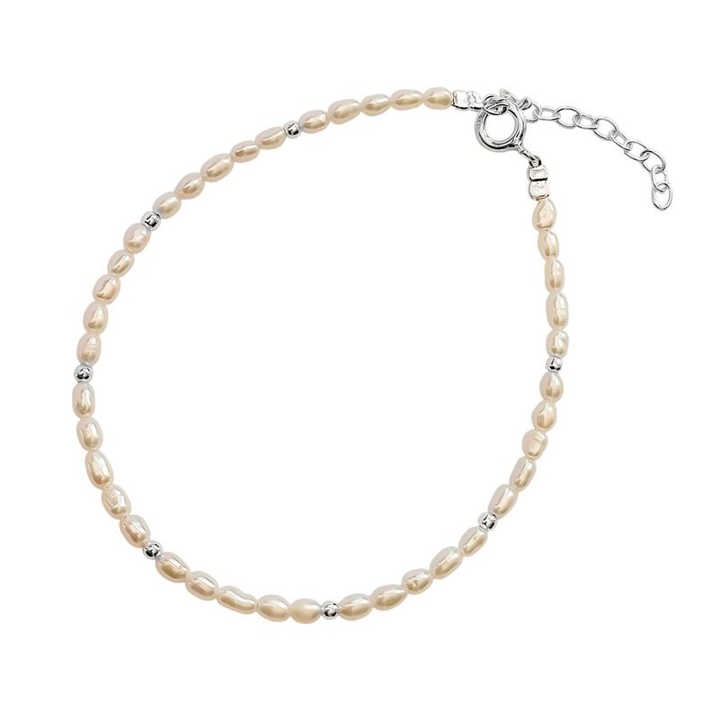 Pulsera Perla De Río Mini 4x3mm Plata Fina 925-0