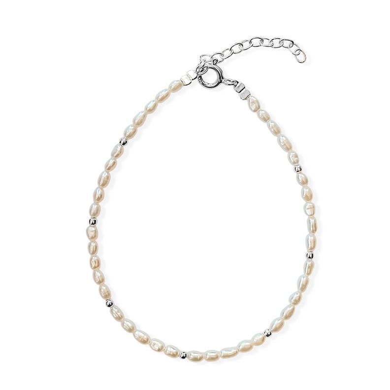 Pulsera Perla De Río Mini 4x3mm Plata Fina 925-1