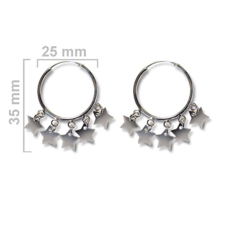 Aros Argolla Bolitas Estrellas Plata Fina 925-1
