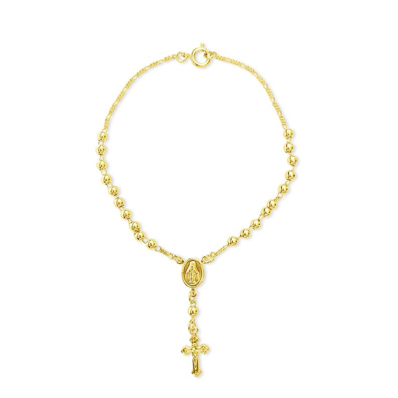 Pulsera Denario Virgen De Los Rayos Bolita Enchapado Oro 18K-0