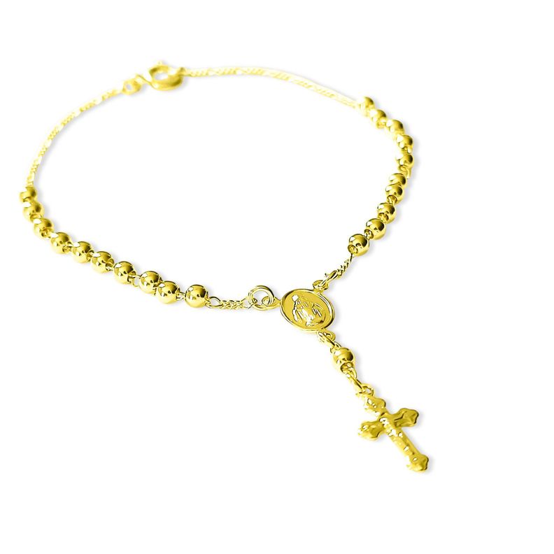 Pulsera Denario Virgen De Los Rayos Bolita Enchapado Oro 18K-1