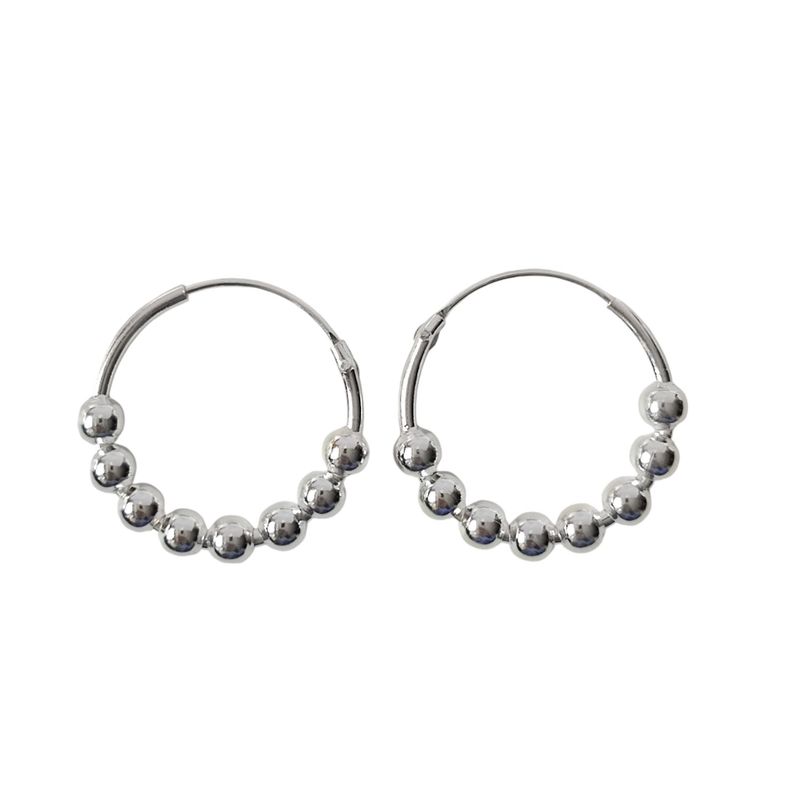 Aros Argolla Carmen Bolitas 17mm Plata Fina 925-0