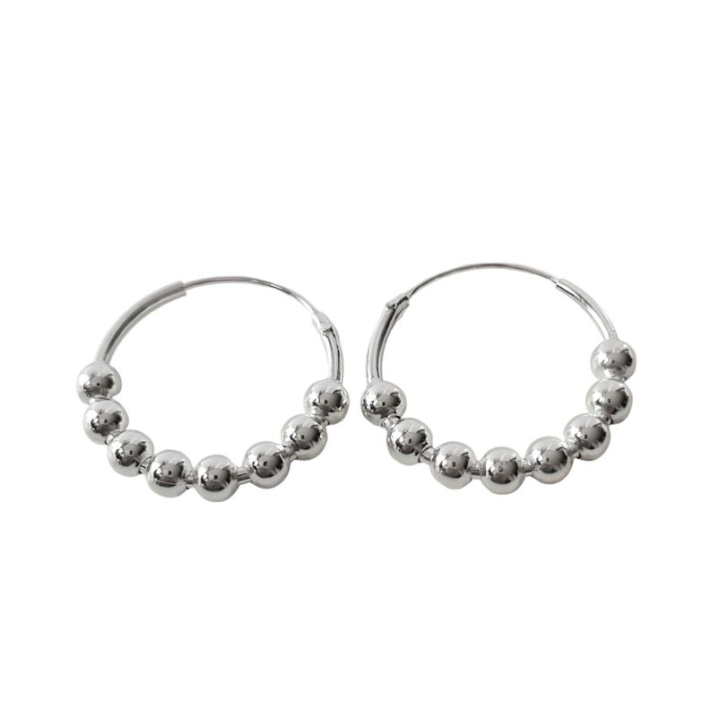 Aros Argolla Carmen Bolitas 17mm Plata Fina 925-1