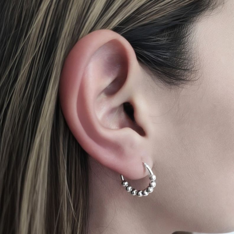 Aros Argolla Carmen Bolitas 17mm Plata Fina 925-2