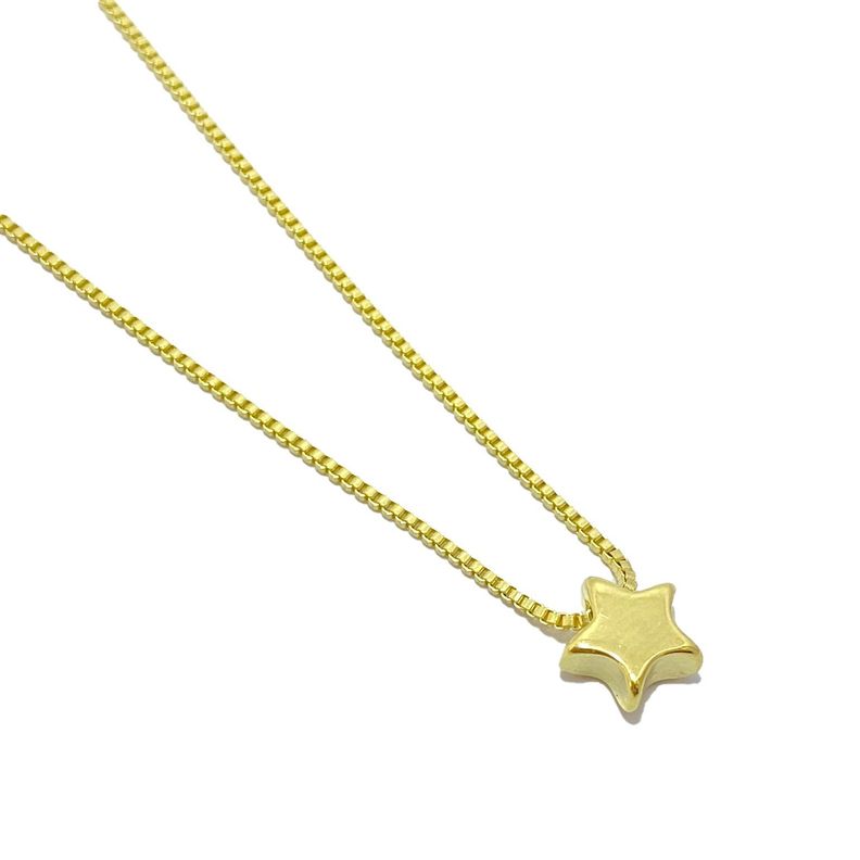 Collar Estrella Pequeña Plana 7mm Enchapado Oro 18K-1