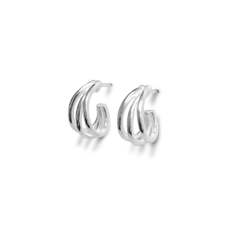 Aros Media Argolla Triple Plata Fina 925-2