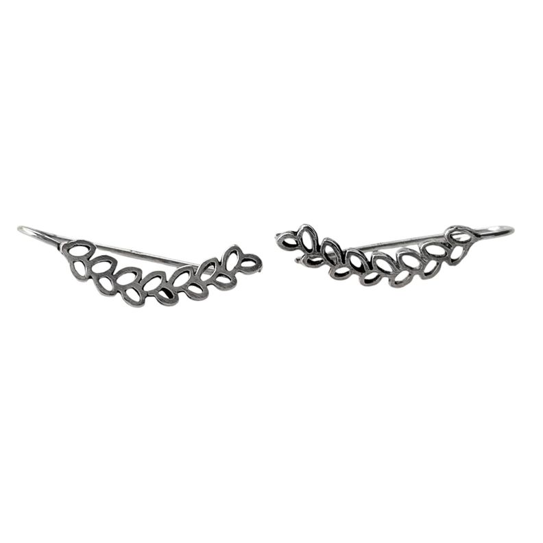 Aros Trepadores Hojas Espigas Plata Fina 925-1