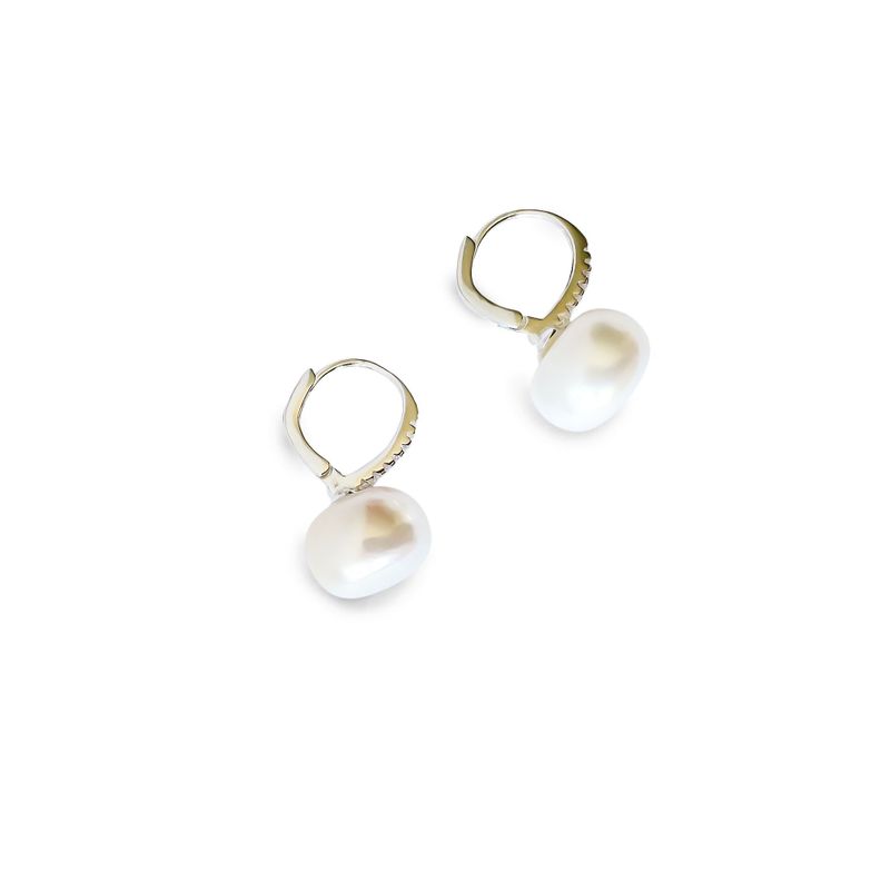 Aros Argolla Bisagra Perla De Río 10mm Plata Fina 925-1