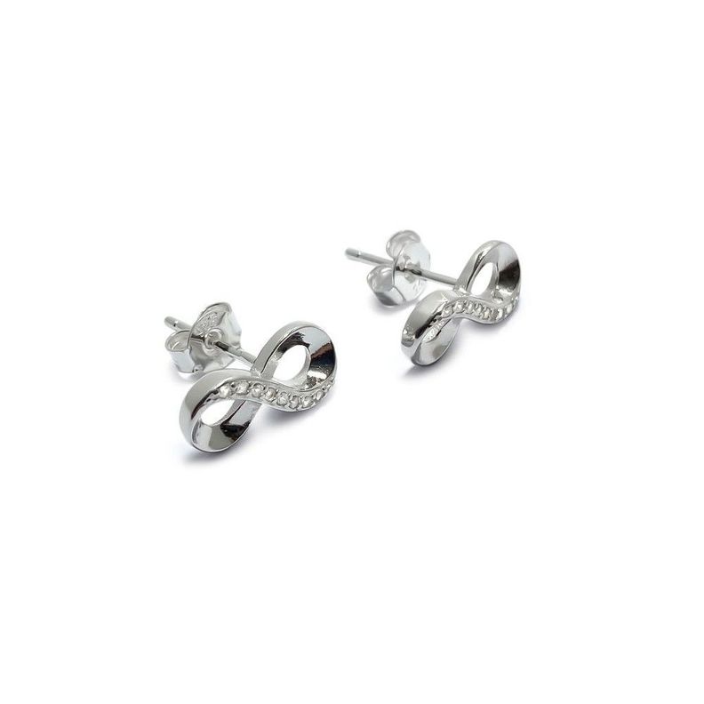 Aros Infinito Circón Mediano Plata Fina 925-1