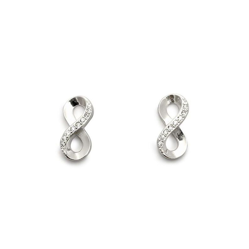 Aros Infinito Circón Mediano Plata Fina 925-0