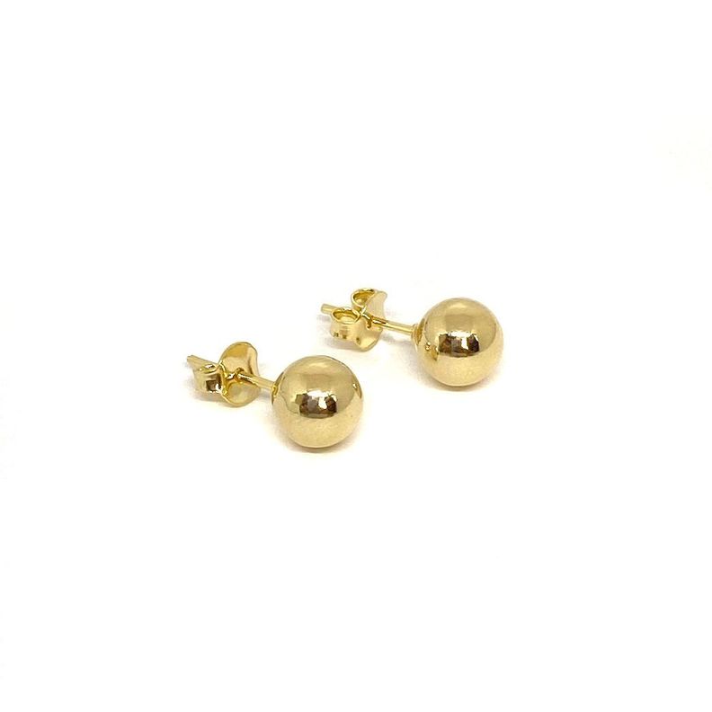 Aros Bola Lisa 7mm Enchapado Oro 18K-1