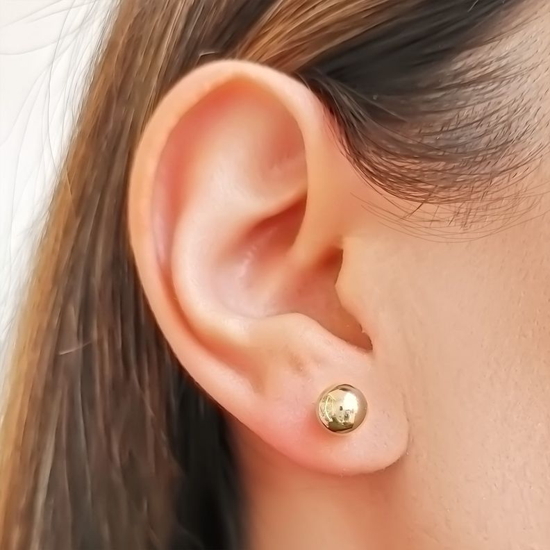 Aros Bola Lisa 7mm Enchapado Oro 18K-2