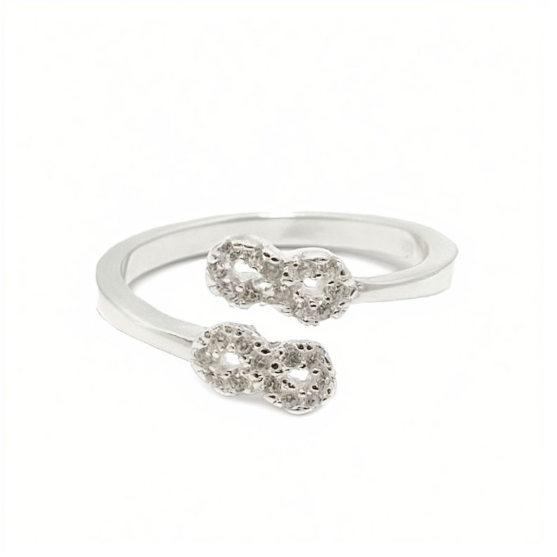 Anillo Doble Infinito Circón Plata Fina 925-0
