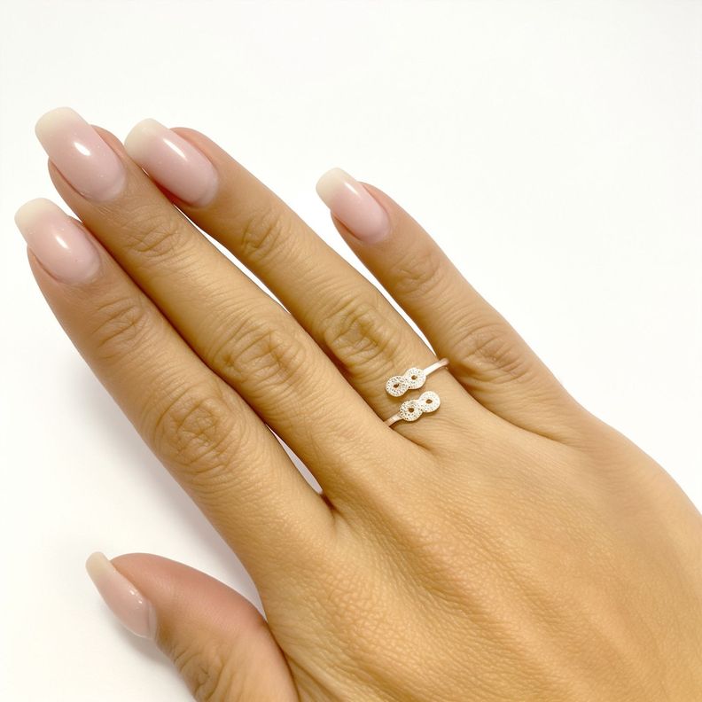 Anillo Doble Infinito Circón Plata Fina 925-1