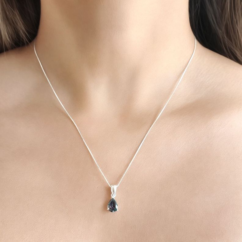 Collar Gota Topacio Místico Plata Fina 925 -2