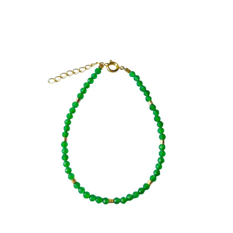  Pulsera Helen Jade Facetado Mostacillas Enchapadas Oro 18K-0