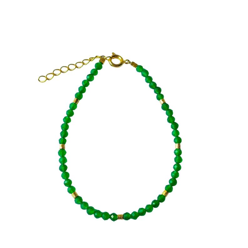  Pulsera Helen Jade Facetado Mostacillas Enchapadas Oro 18K-1