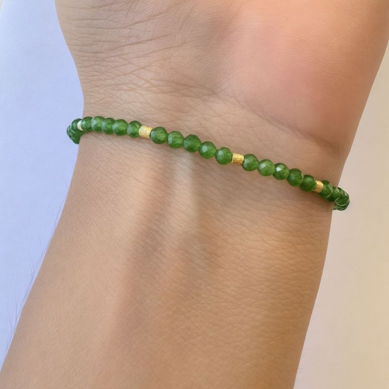  Pulsera Helen Jade Facetado Mostacillas Enchapadas Oro 18K-2