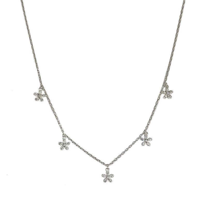 Collar Choker Flores Circones Plata Fina 925-1