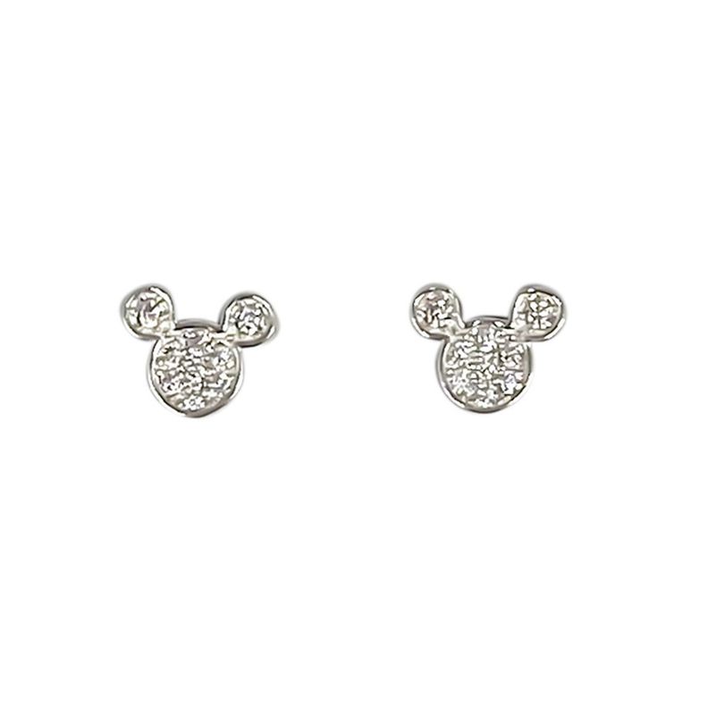 Aros Mini Raton Circon Blanco Plata Fina 925
