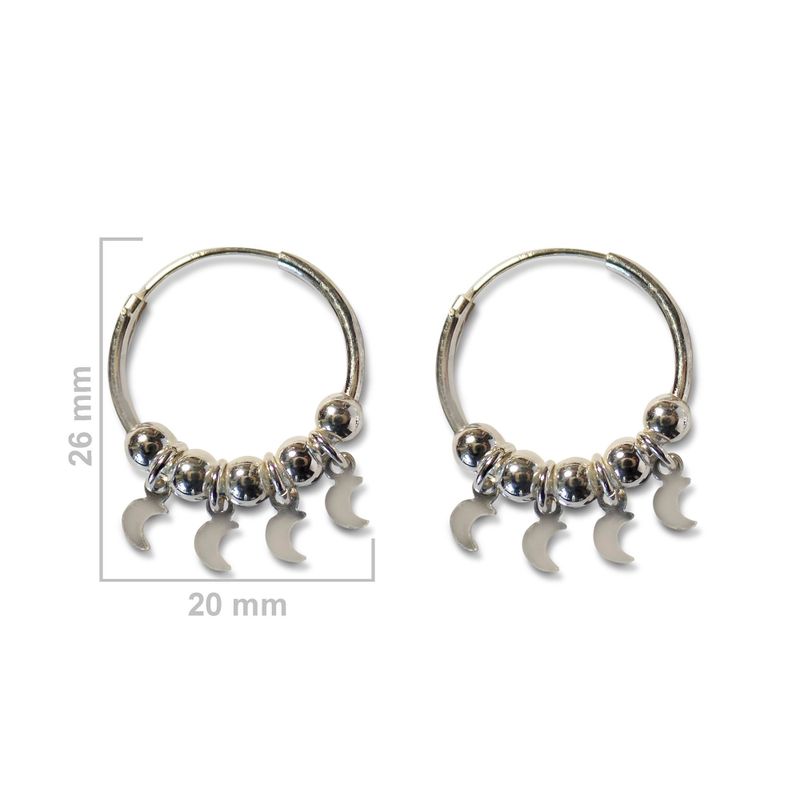 Aros Argolla 4 Lunas Colgantes Plata Fina 925-1