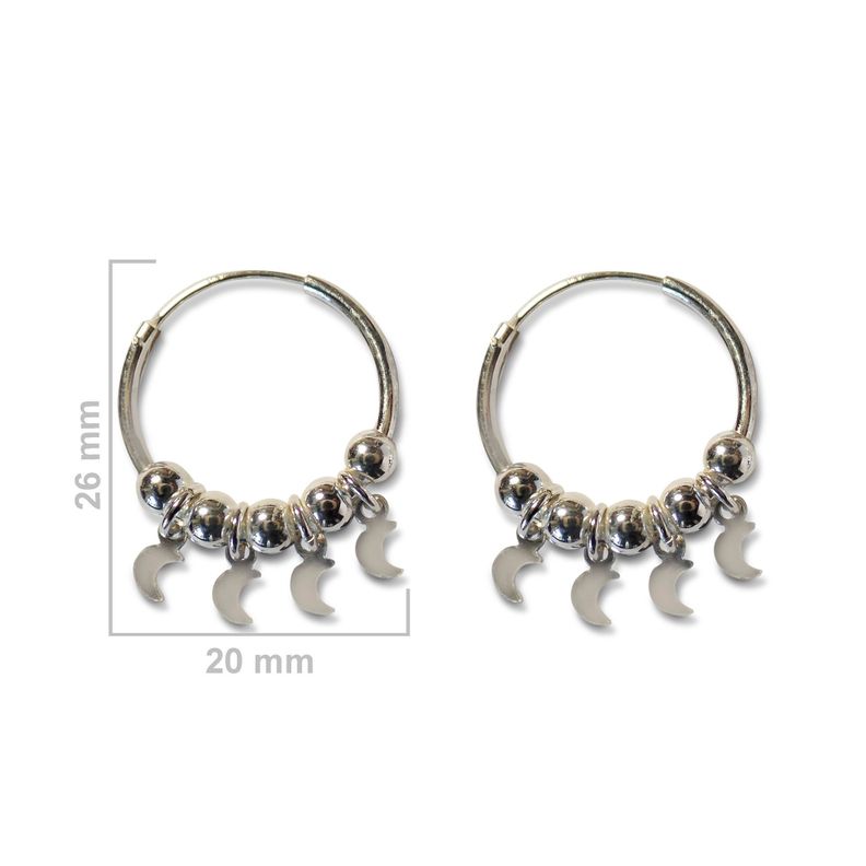 Aros Argolla 4 Lunas Colgantes Plata Fina 925-2