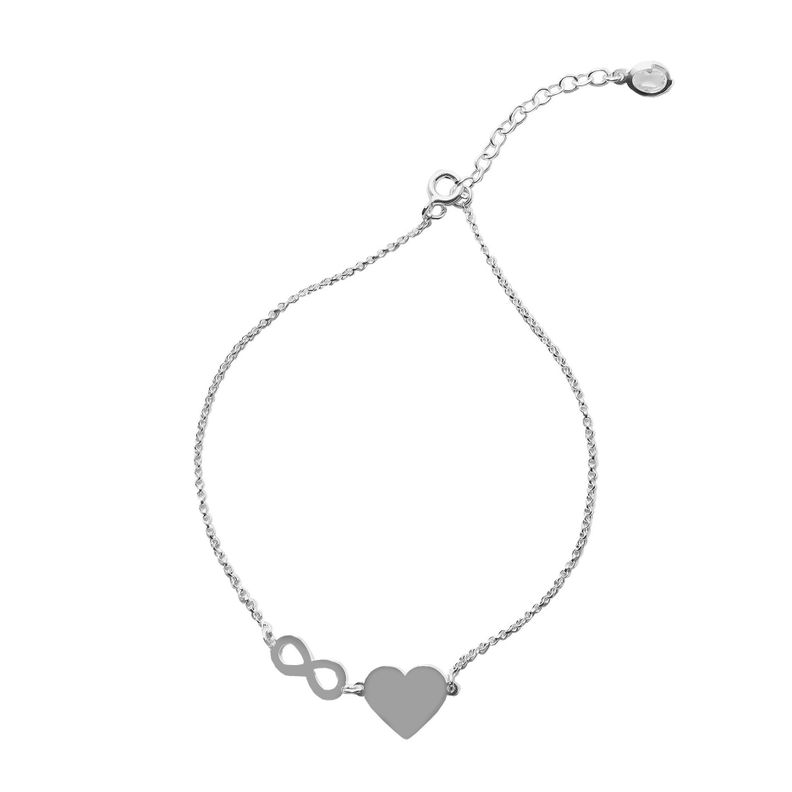 Tobillera Corazón Infinito Cristal Plata Fina 925 26CM-0