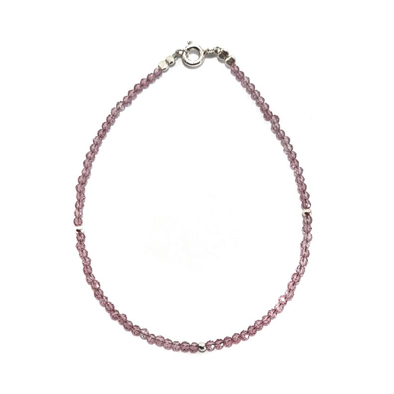 Pulsera Cristal Morado Claro Plata Fina 925-0