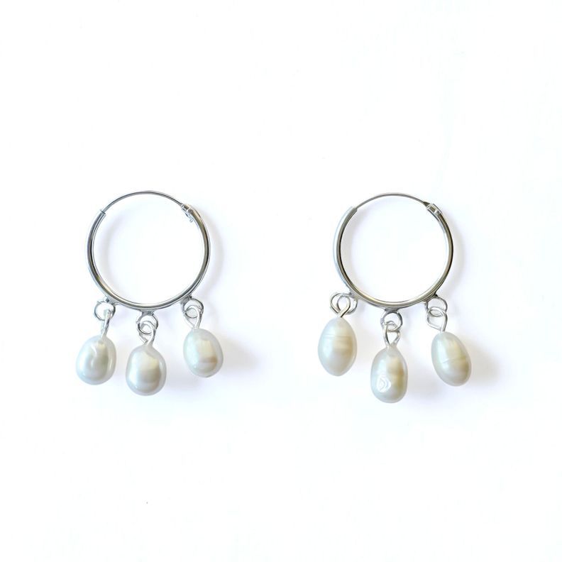 Aros Argolla 16mm Perlas De Río Plata Fina 925-0