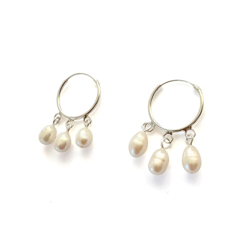 Aros Argolla 16mm Perlas De Río Plata Fina 925-1