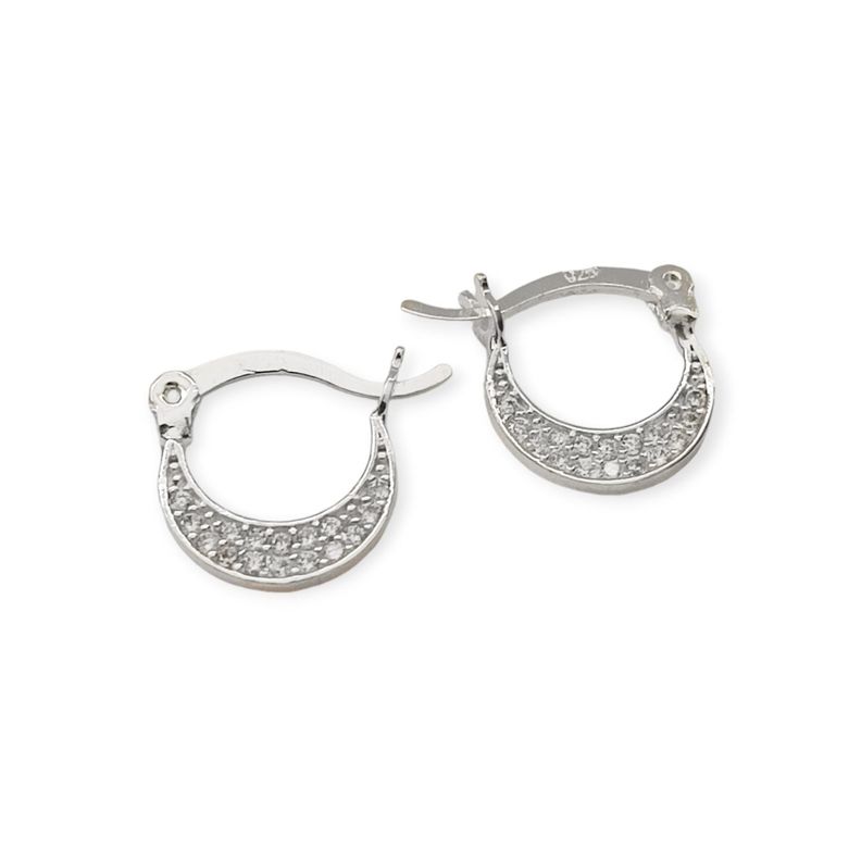 Aros Argolla Luna Circón Plata Fina 925-0
