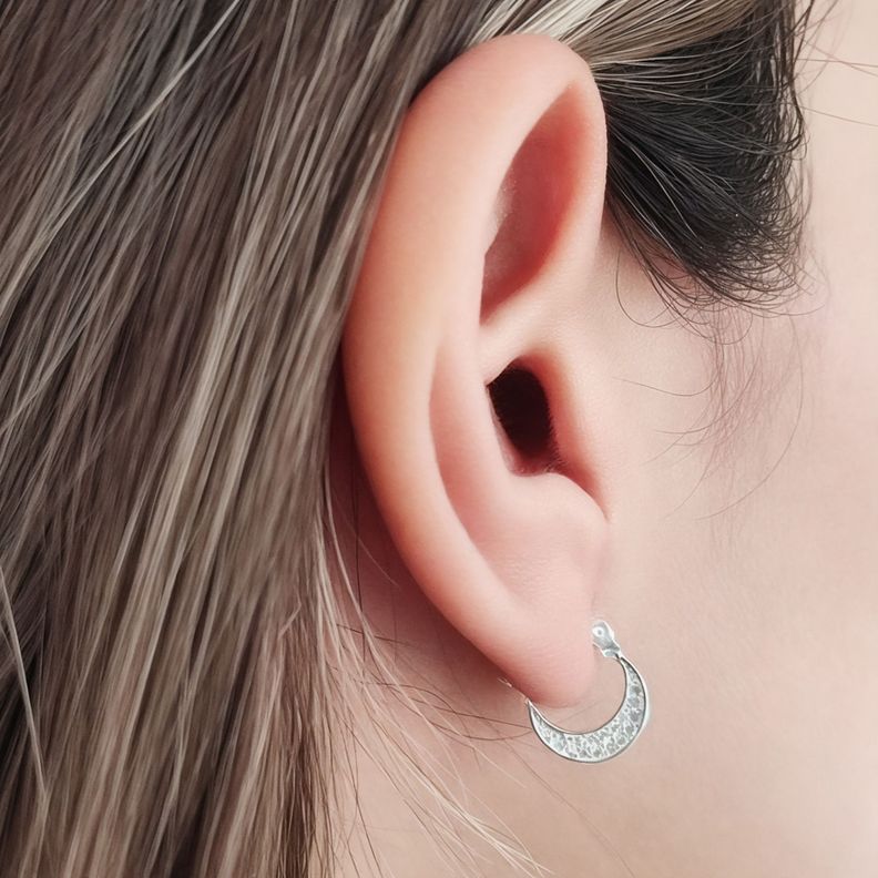 Aros Argolla Luna Circón Plata Fina 925-1