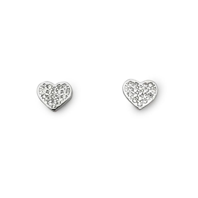 Aros Corazón Circón Plata Fina 925-0