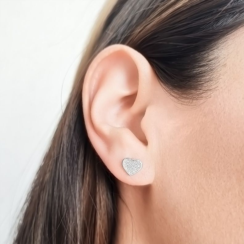 Aros Corazón Circón Plata Fina 925-2