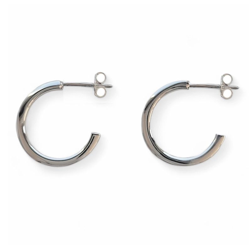Aros Argolla Tubo Cuadrado 18mm Plata Fina 925-0