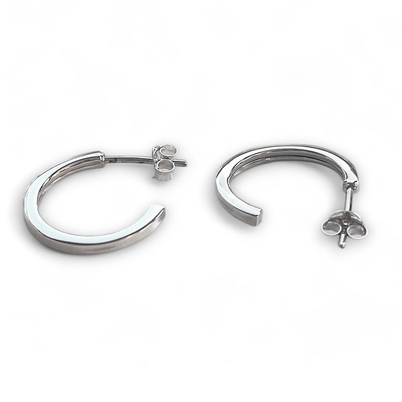Aros Argolla Tubo Cuadrado 18mm Plata Fina 925-1