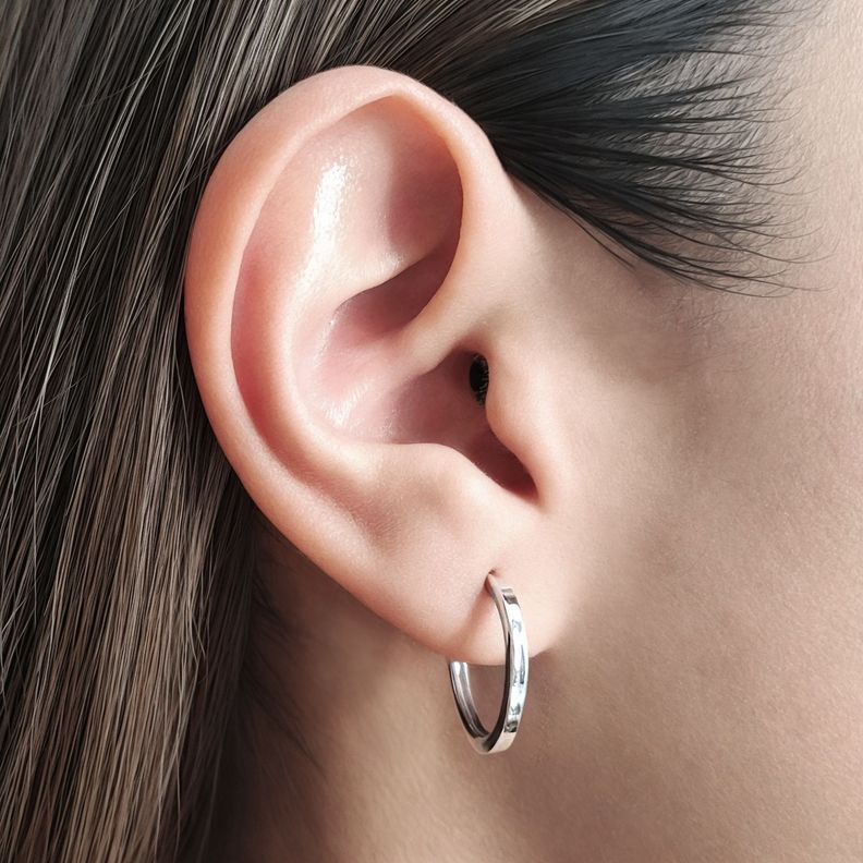 Aros Argolla Tubo Cuadrado 18mm Plata Fina 925-2