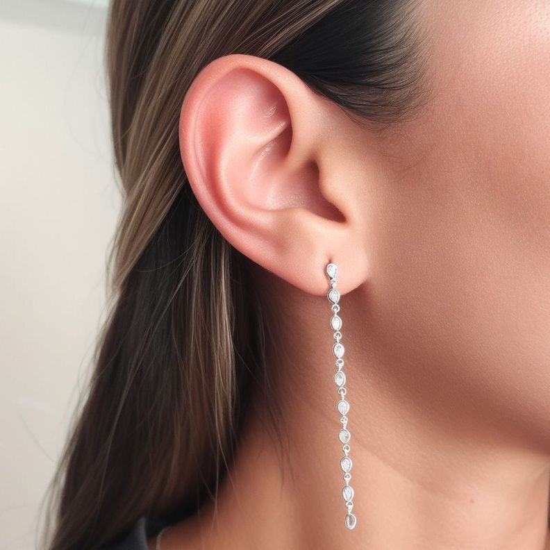 Aros Alicia Gotas Circón Plata Fina 925-1