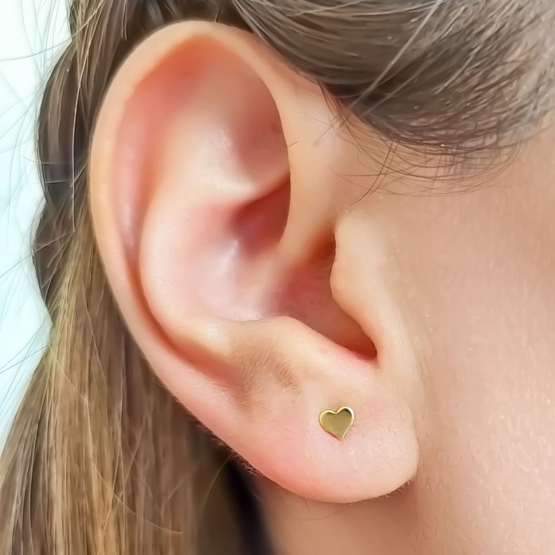 Aros Bebé Corazón 4mm Enchapado Oro 18K-2
