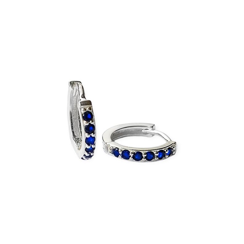 Aros Argolla Circón Azul 15mm Plata Fina 925-0