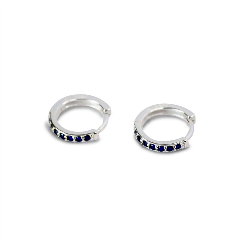 Aros Argolla Circón Azul 15mm Plata Fina 925-2