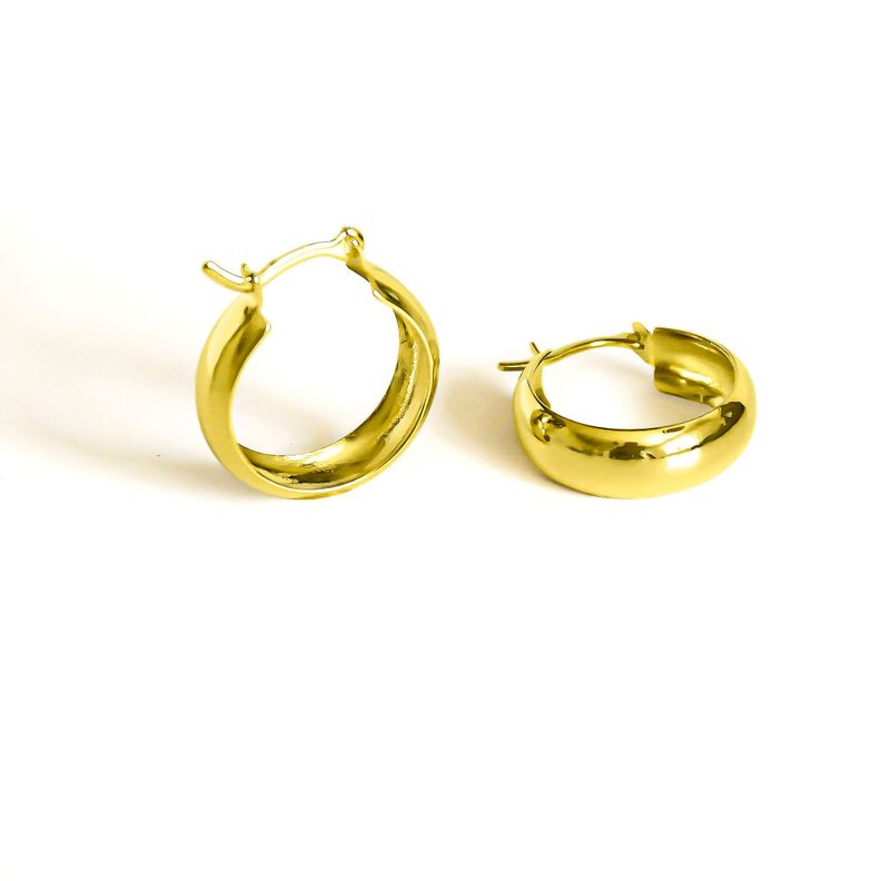 Aros Amparo Argolla Bote 20mm Enchapado Oro 18K-2