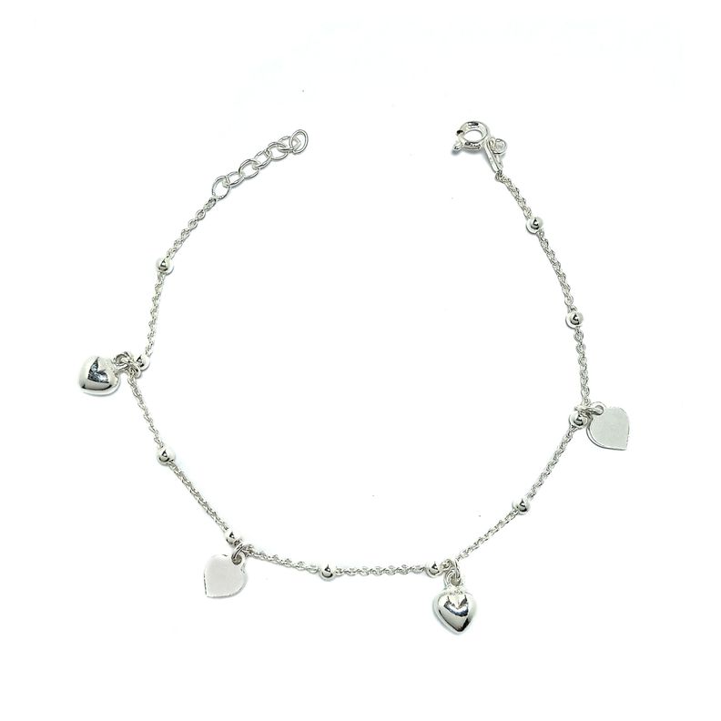 Pulsera Chiches Corazón Bolita Plata Fina 925-0