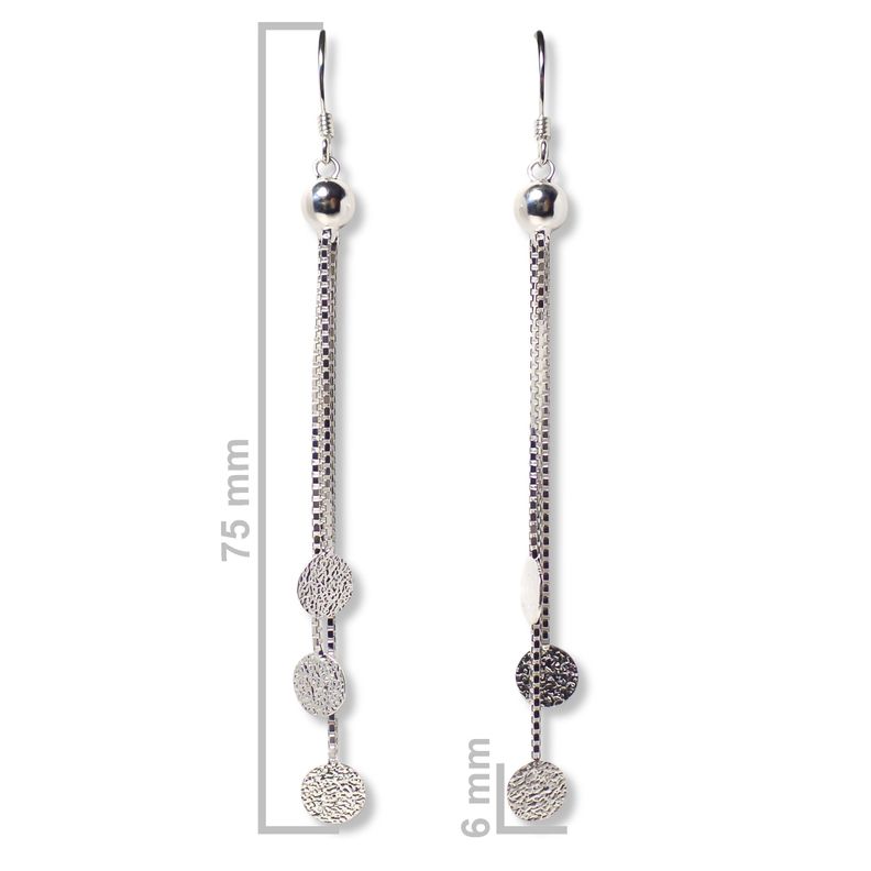 Aros Colgantes Cadena Veneciana Discos Satinados Plata Fina 925-1