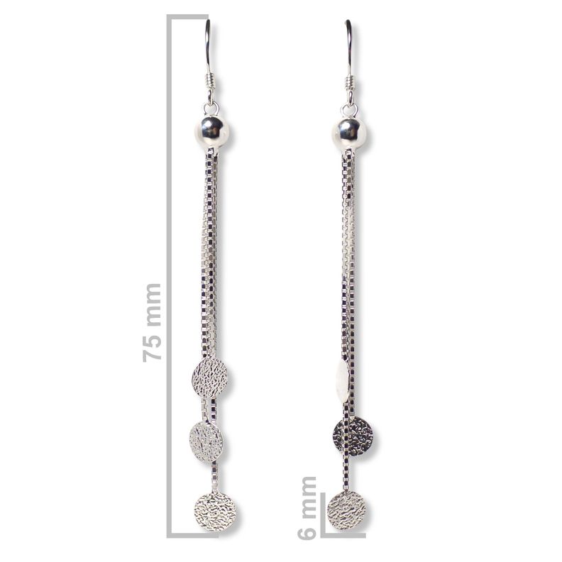 Aros Colgantes Cadena Veneciana Discos Satinados Plata Fina 925-2
