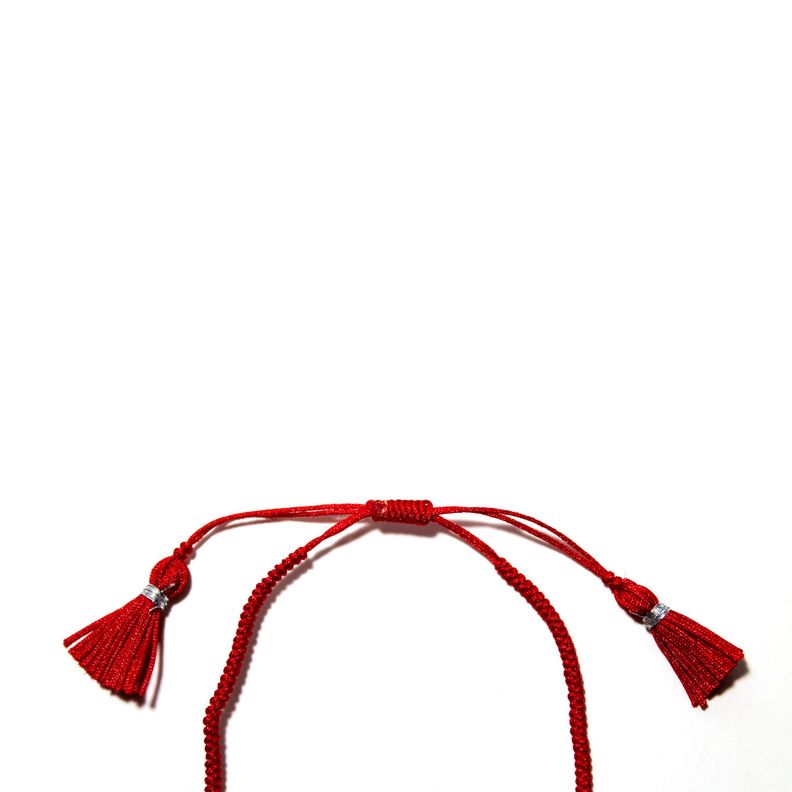 Pulsera Tubo Cordón Rojo Plata Fina 925-3