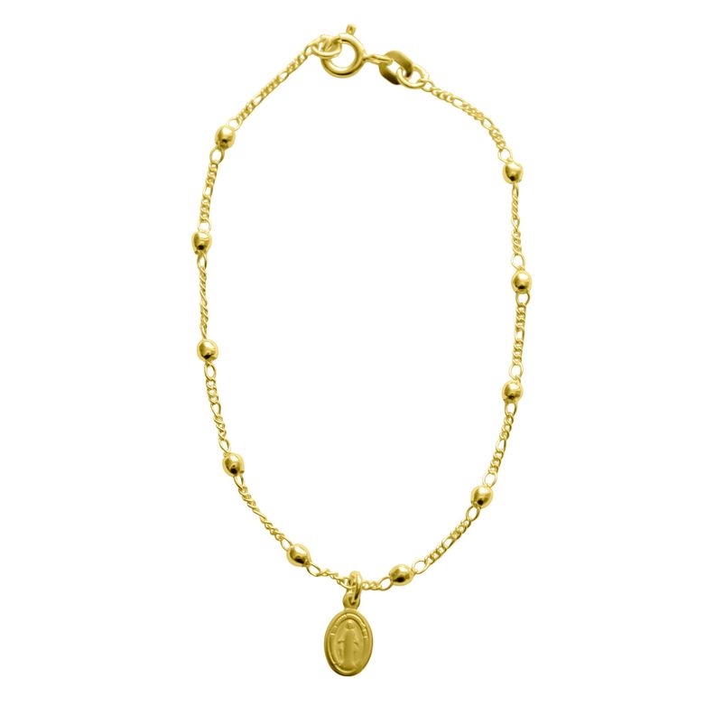 Pulsera Denario Virgen De Los Rayos Enchapado Oro 18K-0