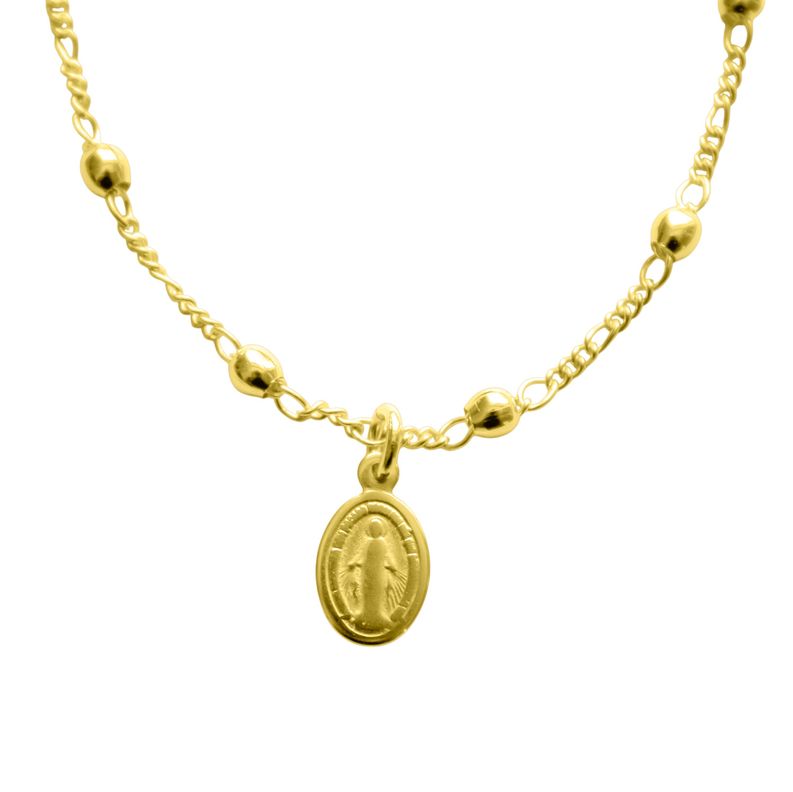 Pulsera Denario Virgen De Los Rayos Enchapado Oro 18K-1