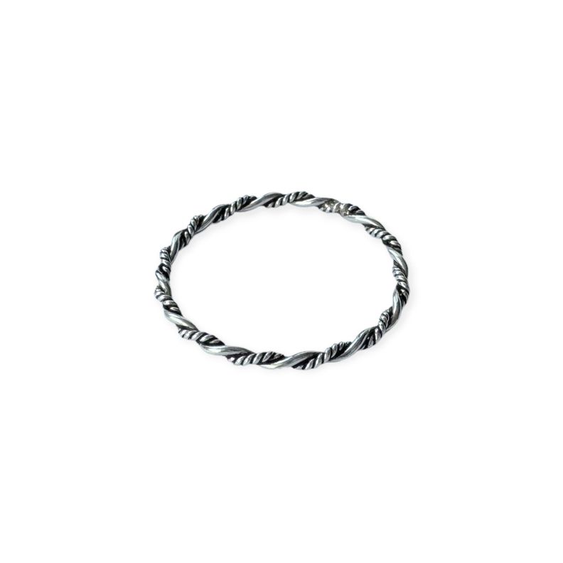 Anillo Argolla Trenzado #15 Plata Fina 925-1