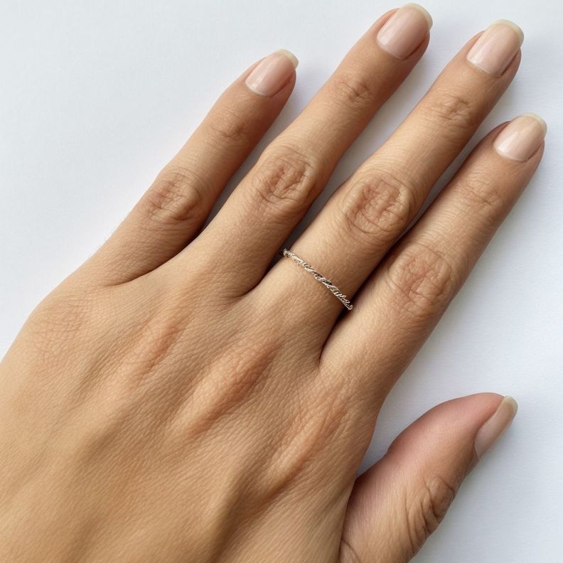 Anillo Argolla Trenzado #15 Plata Fina 925-3